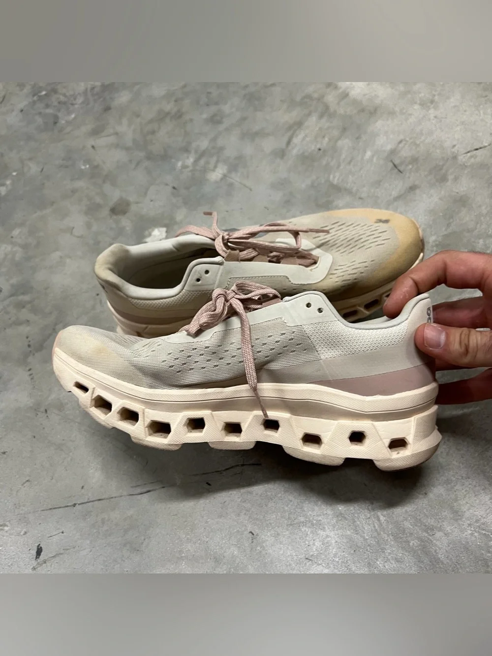 On Cloudmonster Running Sneaker In Moon/Fawn - Women's Size 8.5 (61.97785) READ